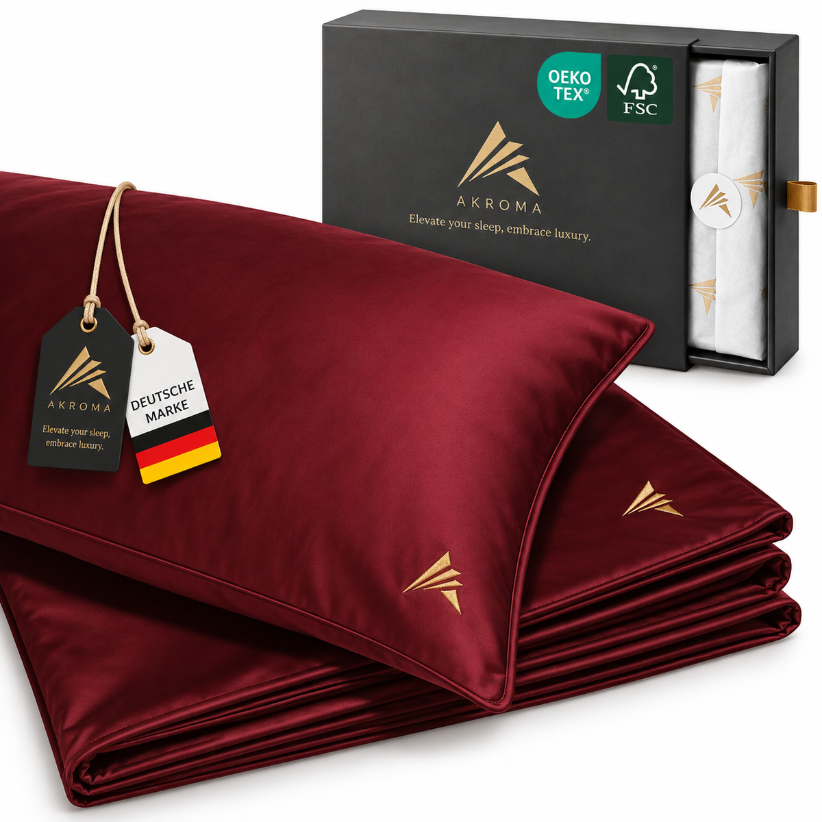 Akroma® Bettwäsche Set (Dunkelrot)