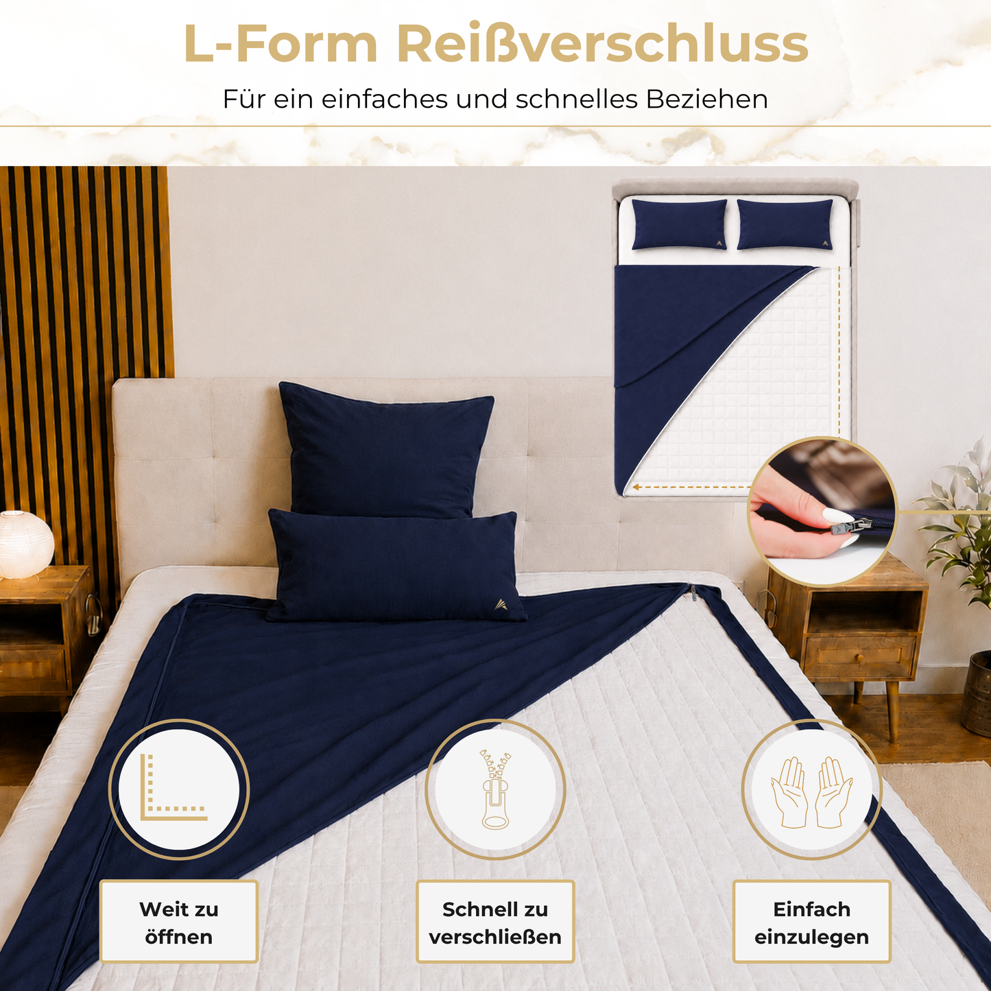 Akroma® Bettwäsche Set (Dunkelblau)