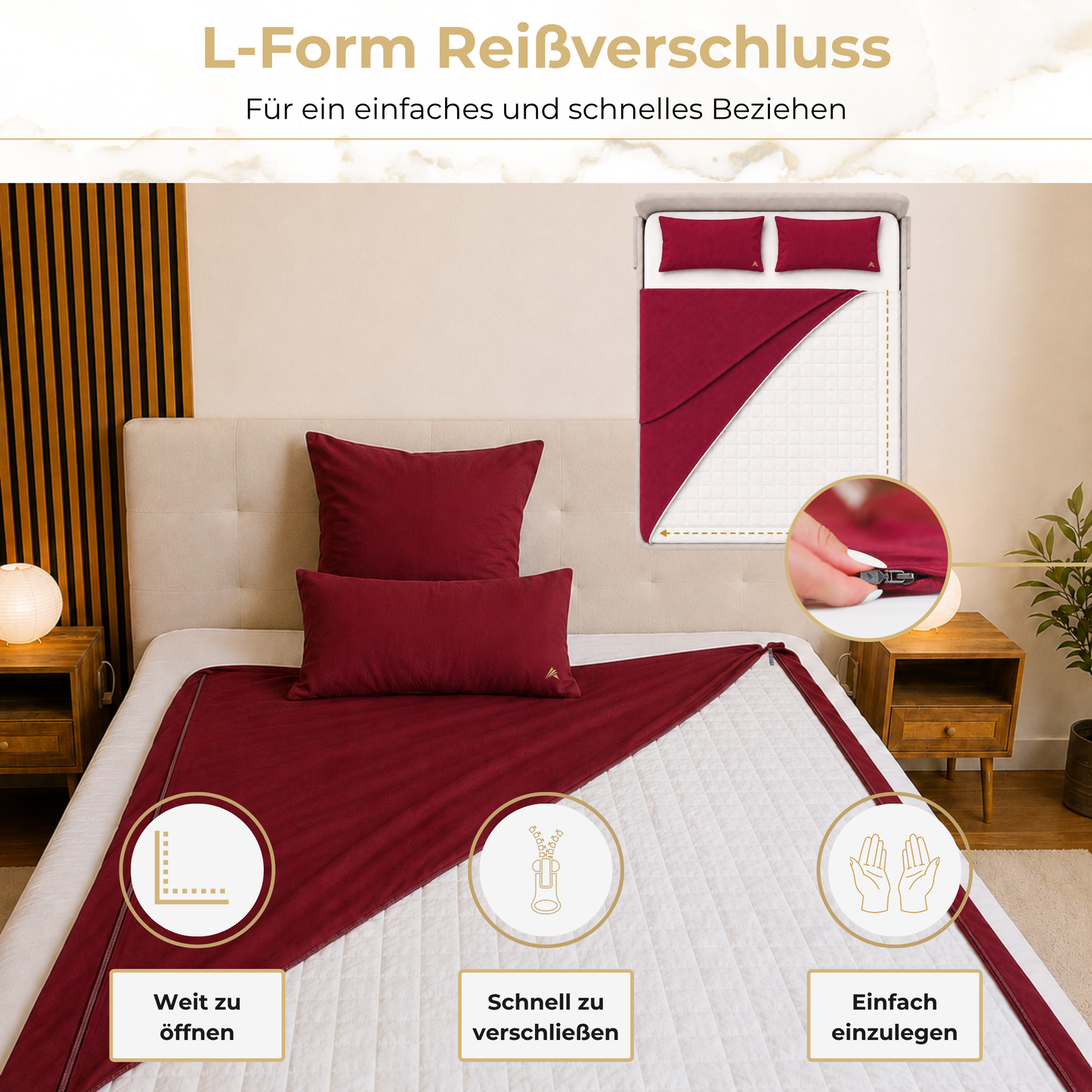 Akroma® Bettwäsche Set (Dunkelrot)
